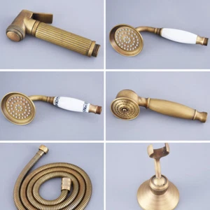 Antique Brass Handheld Shower Head Sprayer +1.5m Hose + Wall Bracket Gzh351 - Picture 1 of 14
