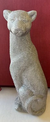 Figura de leopardo Sagebrook Home 12", pantera, guepardo, gato plateado - Foto 1 de 4