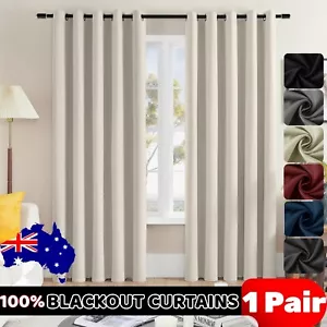 2X Blockout Curtains 100% Blackout Window Curtain Draperies Eyelet Bedroom Decor - Picture 1 of 25