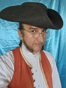 Tri Corner Straw Colonial Revolutionary War Pirate Pirates of the Carribean Hat - Picture 1 of 24