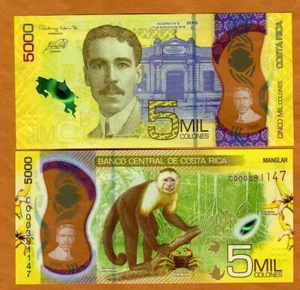 Costa Rica 5000 (5,000) 2018 (2020) P-New, Polymer UNC New Design - Picture 1 of 1