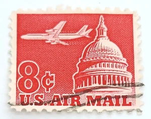 US Stamp #C64 8c Air Mail - Airliner Capitol Dome Used NH - Picture 1 of 2