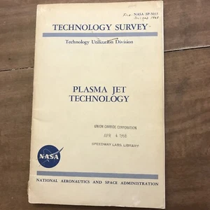 Plasma Jet Technology NASA 1965 SP-5033 - Picture 1 of 7