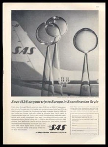 1962 Scandinavian Airlines PRINT AD SAS feat: John Selbing Glasvasen Düsenflugzeug - Bild 1 von 1