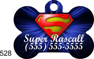 Superman Dog Bone TAG PERSONALIZZATO PET ID TAG unico colorato carino Super Pet - Foto 1 di 2
