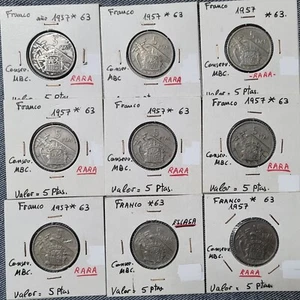 ESTADO ESPAÑOL FRANCO. 1 MONEDA DE 5 PesetaS año 1957*63 CIRCULADA BC a MBC. - Picture 1 of 5
