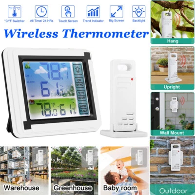 Digital LCD Indoor & Outdoor Weather Station Clock Calendar Wireless Thermometer - Image 1 of 4