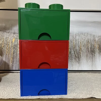 LEGO Desk Brick Drawer Storage 19”x 9.5”x 9.5” Stackable Container 4 Stud 3 Pcs. - Image 1 of 4