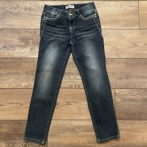 l.e.i. Kate Girls Low Rise Skinny Jeans Size 12 Rhinestone Pockets, Adjustable - Picture 1 of 5