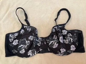 Cacique Bra 40DD Sensual Black Floral Underwire - Picture 1 of 4