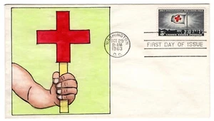 #1239 Red Cross Centennial 1963 FDC - Herman Maul Hand-Painted - Picture 1 of 2