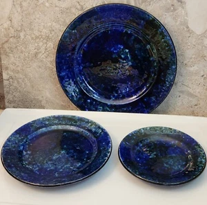 Stangl Mediterranean $104 3-Pc Plate Settings Blue Green Splatter FIVE Available - Picture 1 of 6