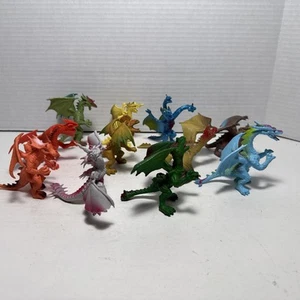 2.5"- 3" Plastic Winged Mini Dragons - Lot of 11 Diferentes Forms And Colors VGC - Picture 1 of 13
