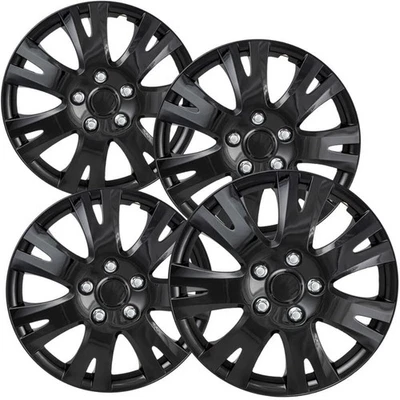 Set of 4 Hubcaps 16 inch Gloss Black ABS Wheel Covers for 2009 - 2013 Mazda 6 - Image 1 of 4