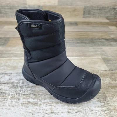 KEEN Puffrider Kid Snow Boot Sz 13 Black Steel Gray Slip On High Top Waterproof - Image 1 of 4