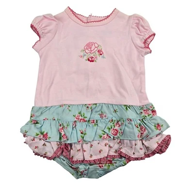 Carters 3 Mo Floral Volantes Mameluco Rosa Azul Rosa Body Conjunto Jardín Fiesta Foto 1 de 4
