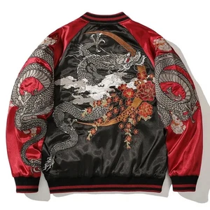Chaqueta de Moda Para Hombres Patrón Japonés Bordado Bombardero Dragón Tatuaje Sukajan - Imagen 1 de 9