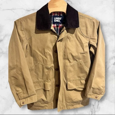Chaqueta Lands End Franela Forrada Tareas de Granero Cuello Pana Abrigo Beige Grande 42-44 Foto 1 de 4