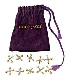 Juego Gold Jacks 10 Piezas Con Bolsa de Transporte Púrpura Sin Bolas Juguete Retro Infantil - Imagen 1 de 4