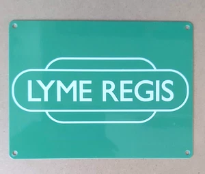 Metal Sign Railway LYME REGIS 200mm x 150mm with 4 x 5mm holes for hanging - Picture 1 of 4