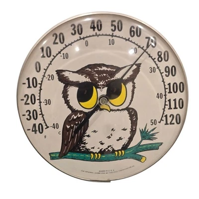 Vintage Original Jumbo Dial Ohio Thermometer Company Outside Owl USA Works - Image 1 of 4