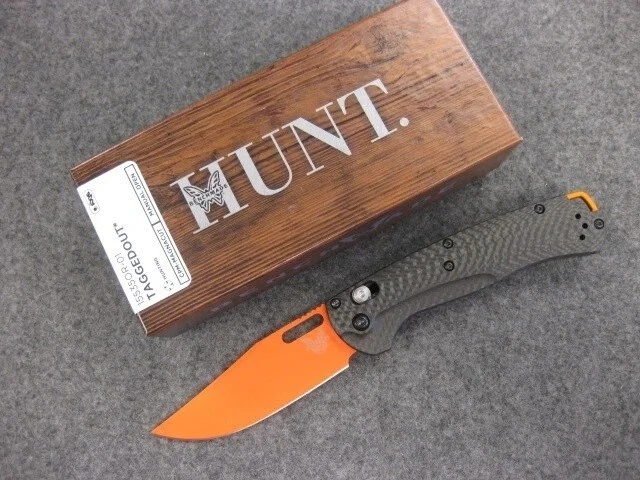 Benchmade HUNT Taggedout Folding Knife 15535OR-01 Orange Carbon Fiber Handle