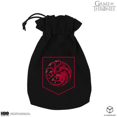 Game Of Thrones Targaryen Dado Bolsa Por Q-WORKSHOP – Negro Algodón Cordón - Imagen 1 de 4