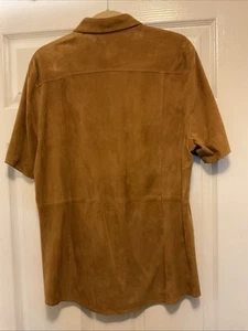 Short sleeve men’s subtle suede Shirt HONEY COLOR - Picture 1 of 4