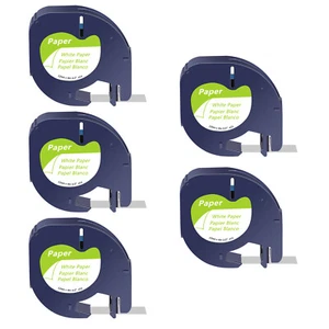 5PK para Dymo 91330 LetraTag Etiqueta Papel Etiqueta XR XM LT100T LT100H Cinta Blanca 12mmx4m - Imagen 1 de 10