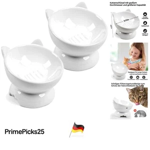 Keramik Katzenfutternapf Doppel erhöhter Zervixschutz weiß - Bild 1 von 12