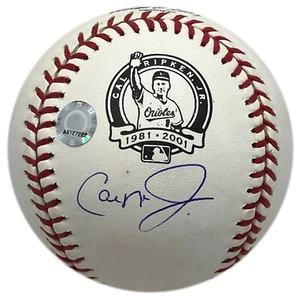 CAL RIPKEN JR SIGNED RETIREMENT LOGO 1981-2001 MLB BALL & ENGRAVED DISPLAY STAND - Picture 1 of 8