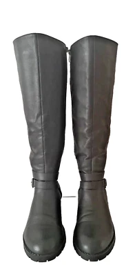 Botas Shoedazzle Para Mujer Talla 8.5 Negras Cremallera Lateral Hebilla Hasta la Rodilla Montar Usadas Foto 1 de 4