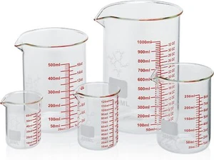 High Borosilicate Glass 60ml/120ml/250ml/500ml/1000ml Measuring Cup Set - Picture 1 of 7