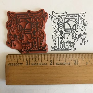 F Letter Rubber Stamp Unmounted 1 13/16 x 1 3/4" Bold Floral Drop Cap PSX F-1105 - Picture 1 of 3
