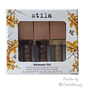 STILA Glitter & Glow Liquid Eye Shadow SHIMMER UP! 3 Shades Deluxe Size Set NIB!