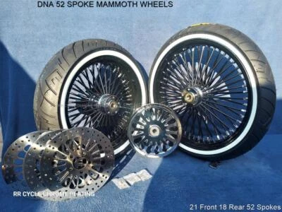 Ruedas de radios negras DNA Mammoth 52 2 rotores polea neumático Harley 09-23 Street Glide Foto 1 de 4