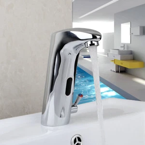 Bathroom Faucet Automatic Sensor Chrome Single Hole Touchless Mixer Deck Mounted - Picture 1 of 9