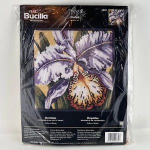 2002 Bucilla Orchid Flower Barbara Baatz 13.75 x 14" Needlepoint Kit 4830 SEALED - Picture 1 of 6
