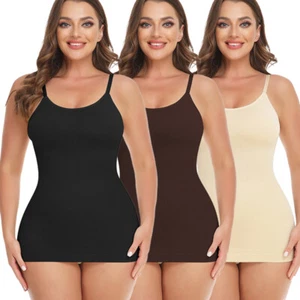 Women Padded Bra Vest Cami Slimming Body Shaper Camisole Tank Tops Tummy Control - Picture 1 of 39