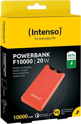 Intenso Powerbank F10000 PD Quick Charge 3.0 10000 mAh 1x USB A + C OUT orange - Bild 1 von 4