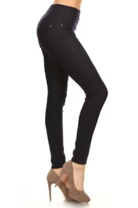 Leggings Depot Premium Quality Cotton Blend Stretch Jeggings, Black, ONE SIZE - Picture 1 of 5