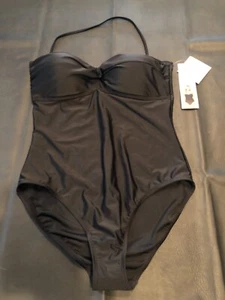$118 Ellen Tracy Company Womens Black Twist Front One Piece Swimsuit Size 14 NEW - Picture 1 of 4