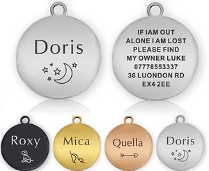 Custom Dog Pet Tag Personalized ID Cats Charm Tags Engraved Personalized - Picture 1 of 7