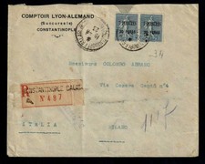 S1715-TURCHIA,BUSTA DA COSTANTINOPOLI A MILANO (ITALIA),RACCOMANDATA,7p+7p.,1923