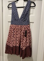 la vie en roses navy blue and red floral print dress