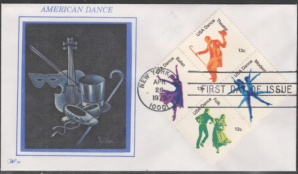 US Scott #1752a "American Dance", Block of 4, FDCs Unaddressed - Image 1 of 1