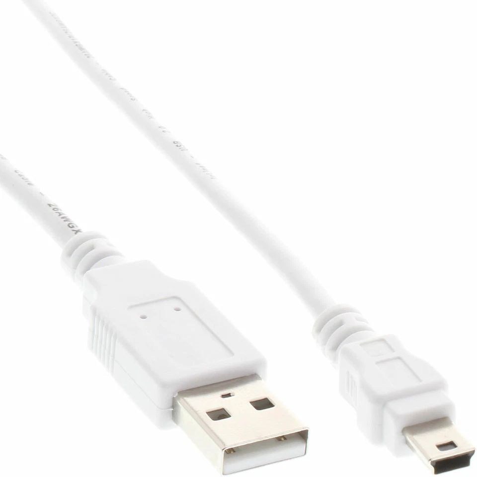 USB 2.0 Mini-Kabel Stecker A zu Mini-B Stecker vergoldet weiß 0,5m - Bild 1 von 1