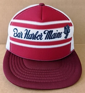 Vtg Bar Harbor Maine Lobster Red/White Rope Baseball Hat Cap Adult Trucker Style - Picture 1 of 7