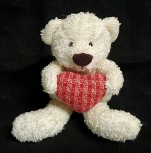 "Bolsa de frijoles Terry Cloth Beige corazón rojo cosidos boca nariz fieltro 7" - Imagen 1 de 6