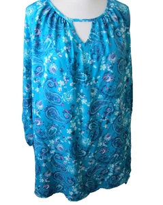 Woman Within 3X Floral Paisley Pullover Blouse Lightweight - Picture 1 of 5